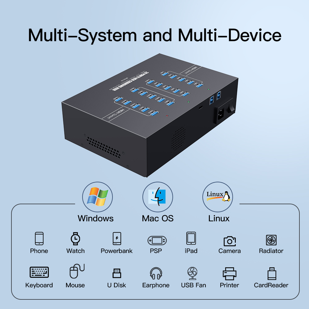 موزع شحن USB 3.0 بـ 20 منفذ مع - مراجعة Usb Hub وسعره